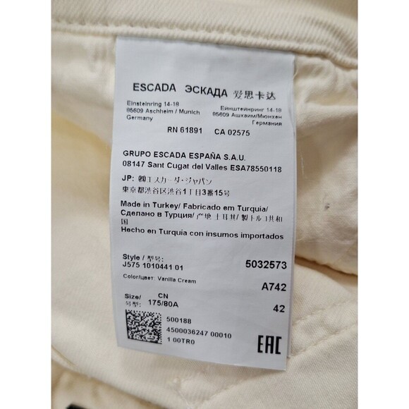 Escada Jeans Ivory Gold Size 42 - Picture 9 of 11